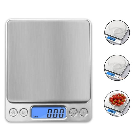 

Kitchen Scale 500g/0.1g High Accuracy Mini Pocket Jewelry Scale Measures in Grams and OZ with LCD Display for Cooking Baking Tare Function 2 Trays (Batteries Not Included)