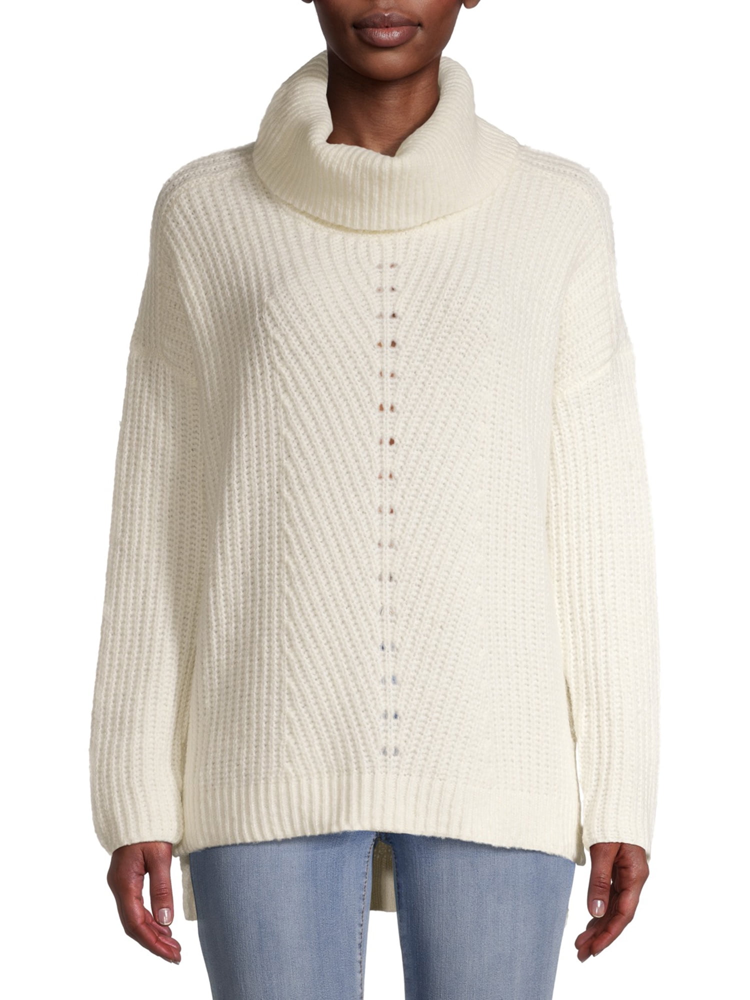 Time and Tru Women's Textured Cowl Neck Sweater - Walmart.com