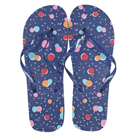 

Women s Party Rubber Flip-Flops - Navy [Size S 5/6]