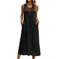 thumbnail image 2 of Mifsaly Cotton Dresses for Women Button Detail Midi Sleeveless Tank Dress Summer Lightweight Loose Fit Sundress with Pockets XXL, 2 of 9