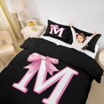 thumbnail image 3 of Erosebridal Bowknot Initial Alphabet M Twin Bedding,Dreamy Princess Bowtie Kids Duvet Cover Set For Girls,Reversible Black 2pcs,No Comforter, 3 of 6