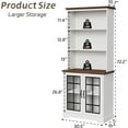 thumbnail image 3 of 72" Tall Bookcase, White and Brown Design Large Floor Standing Bookshelf, 5 Tier Shelves with Door Storage Cabinet for Living Room Hallway Kitchen Home Office Bedroom, with Glass Door - 5 Tier, 3 of 5