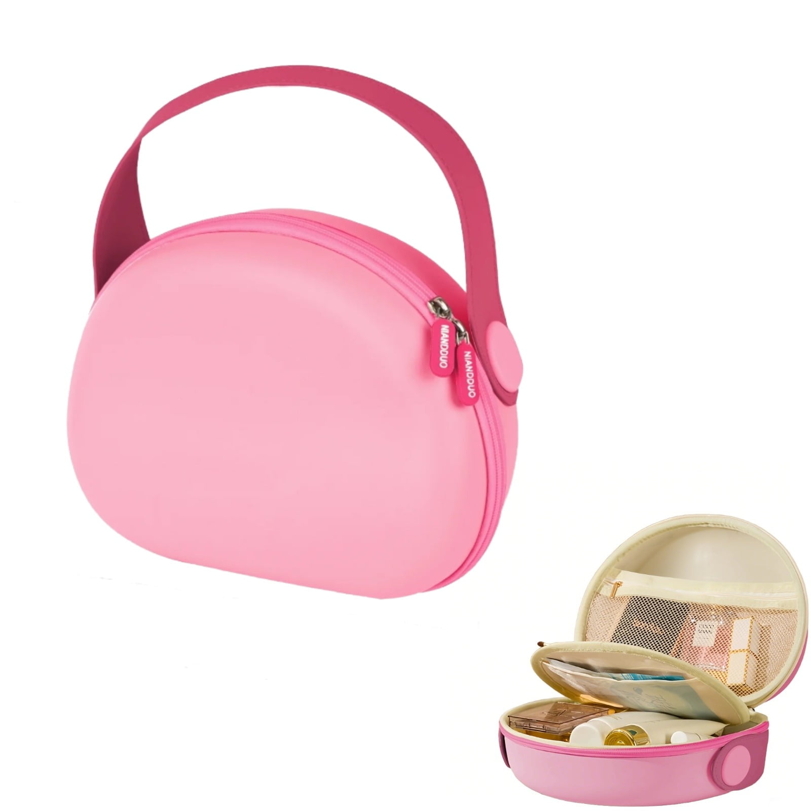 3 Pack Faux Leather Makeup Bag with Zipper - Small Cosmetic Pouch