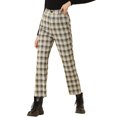 thumbnail image 4 of INSPIRE CHIC Women's Plaid Cropped Trousers Button Casual Tartan Check Work Pants M Blue Brown, 4 of 6
