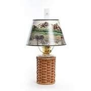 Aladdin Heartland Wicker Oil Lamp with Rocky Mountain High Shade, Brass