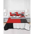 thumbnail image 3 of Quilts Twin Size, Red Grey Geometric Soft Comforter Bedding Set for Bed, Modern Black White Abstract Art Lightweight Quilted Bedspread with Pillow Cover(2 Pieces) for All Season, 68x86 Inch, 3 of 6