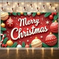 thumbnail image 3 of Red Theme Merry Christmas Banner Festive Design Xmas Display Colorful Ornaments Snowflake Pattern Holiday Backdrop for Christmas Party Indoor Decoration Family Event, 3 of 9