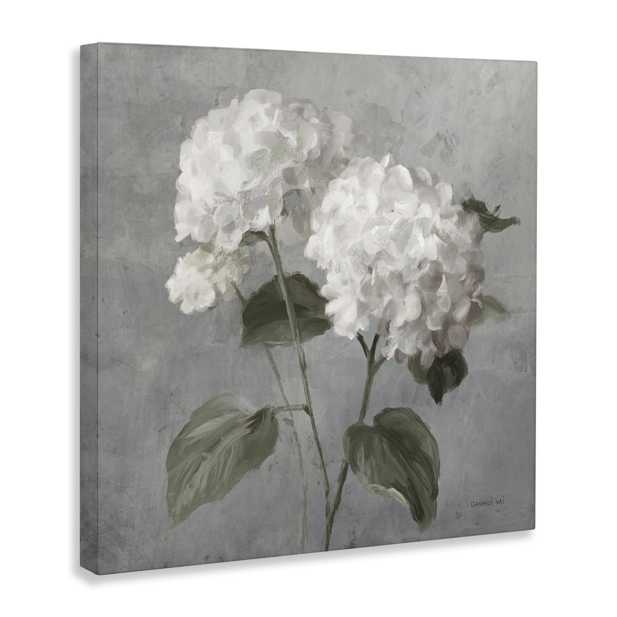 Stupell Industries White Hydrangeas Pair Plants & Flowers Painting Wrapped Canvas Art Print Wall Art, 24 x 24