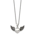 thumbnail image 2 of Chisel Stainless Steel Antiqued and Polished Heart with Wings Pendant on an 18 inch Cable Chain Necklace, 2 of 3