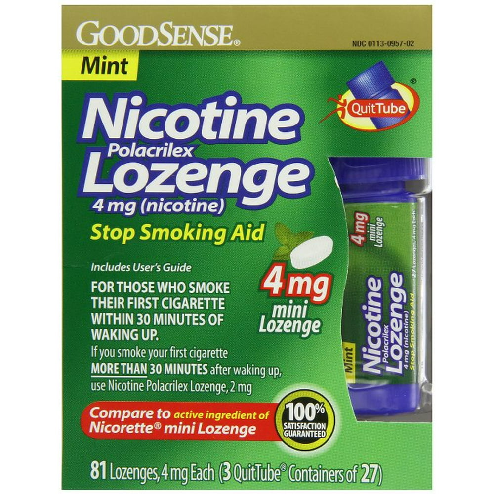 GoodSense Mini Nicotine Polacrilex Lozenge, Mint, 4mg, 81 Count