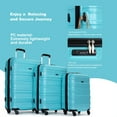 thumbnail image 6 of 3 Piece Luggage Sets, PC Lightweight & Durable Expandable Suitcase with Two Hooks, Double Spinner Wheels, TSA Lock, 21''/25''/29'', Aqua Blue, 6 of 8