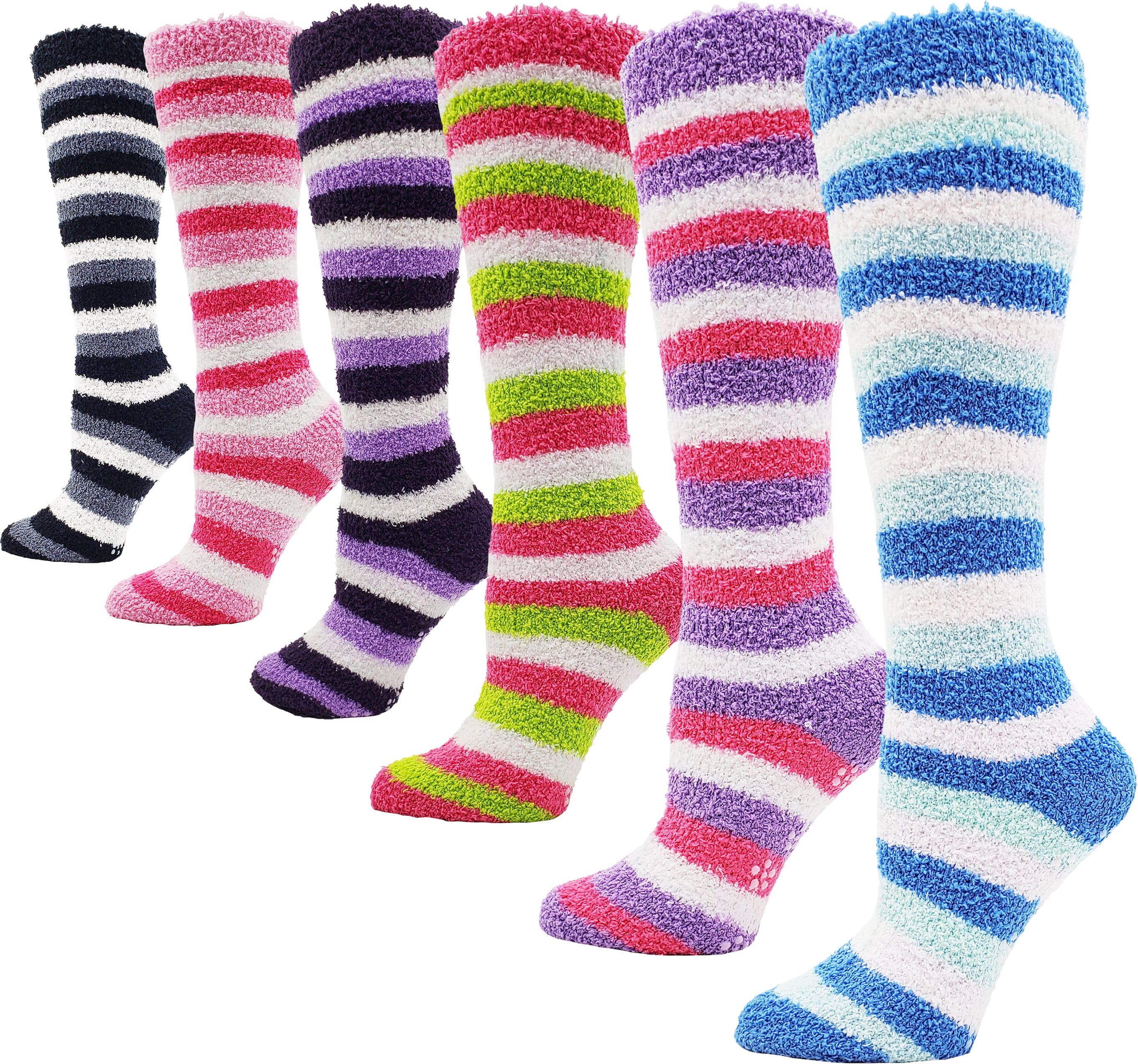 Striped Fuzzy Soft Non-Skid  Butter Ankle Socks-3 Pack