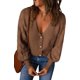 thumbnail image 2 of Casual cuello en V sólido cárdigan abierto por delante suéter de punto de tres botones invierno otoño abrigo versátil suelto blusa Top, 2 of 5