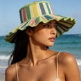 thumbnail image 6 of Women's Lorna Murray Hat, Straw Reversible Pleated Sun Hat, Wide Brim Foldable Casual Outdoor Beach Sun Hat for Summer (E), 6 of 14