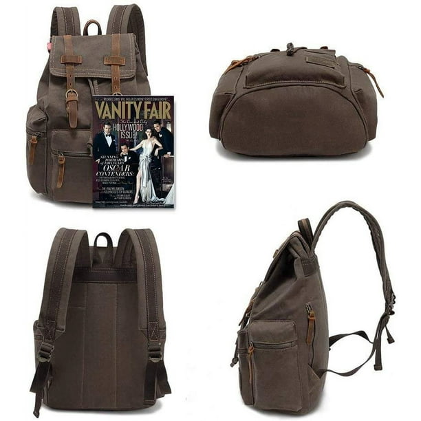 WITZMAN Sac à Dos Homme Voyage Toile Vintage Femme Grand Fit 16 pouces Ordinateur Portable 3 en 1 Sacs Amélioré/Marron, M