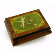 Tranquil Olive Green and Wood Tone Dragonfly Music Box - Under the Sea (The Little Mermaid)