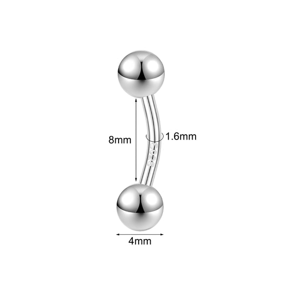 DESIGNICE 14G 16G 925 Sterling Silver Belly Button Rings Navel Piercings Barbell Jewelry-14G-8mm