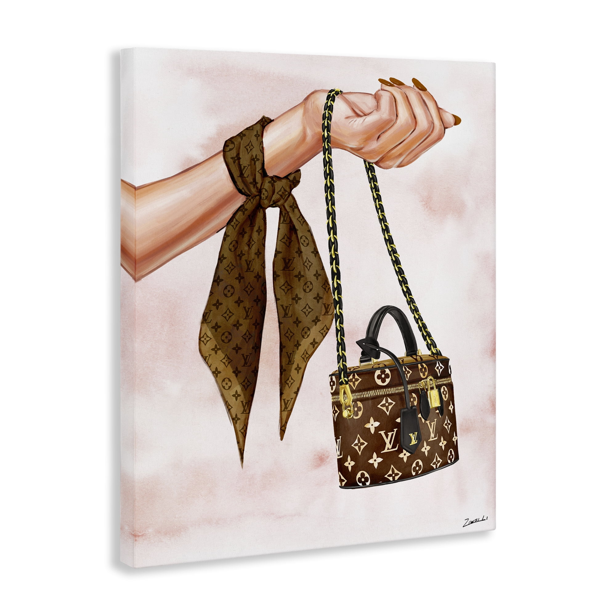 Stupell Industries Trendy Handbag on Wrist Fashion Painting Wrapped Canvas Art Print Wall Art, 36 x 48