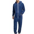thumbnail image 1 of Pijama de camuflaje de terciopelo de doble cara con capucha informal para hombre, traje unido con cremallera Pompotops  oipoqjl29312, 1 of 6