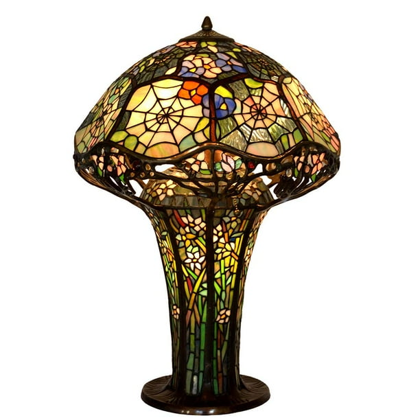 Bieye L10544 18-inches Cobweb Tiffany Style Stained Glass Table Lamp