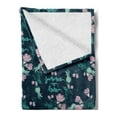thumbnail image 2 of Romantic Soft Flannel Fleece Blanket, Summer is Here Message with Blossoming Pomegranate Fruits Tree, Cozy Plush for Indoor and Outdoor Use, 50" x 60", Baby Pink and Dark Petrol Blue, by Ambesonne, 2 of 5