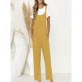 thumbnail image 2 of ShomPort Casual Button Suspender Overalls with Pockets for Women Summer Comfort Cotton Linen Jumpsuits, 2 of 8