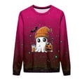 thumbnail image 4 of DOSUKRAI Halloween Sweatshirt Women Spooky Season Funny Long Sleeve Graphic Crewneck Pullover Tops Cute Ghost Sweater Hot Pink,M, 4 of 9