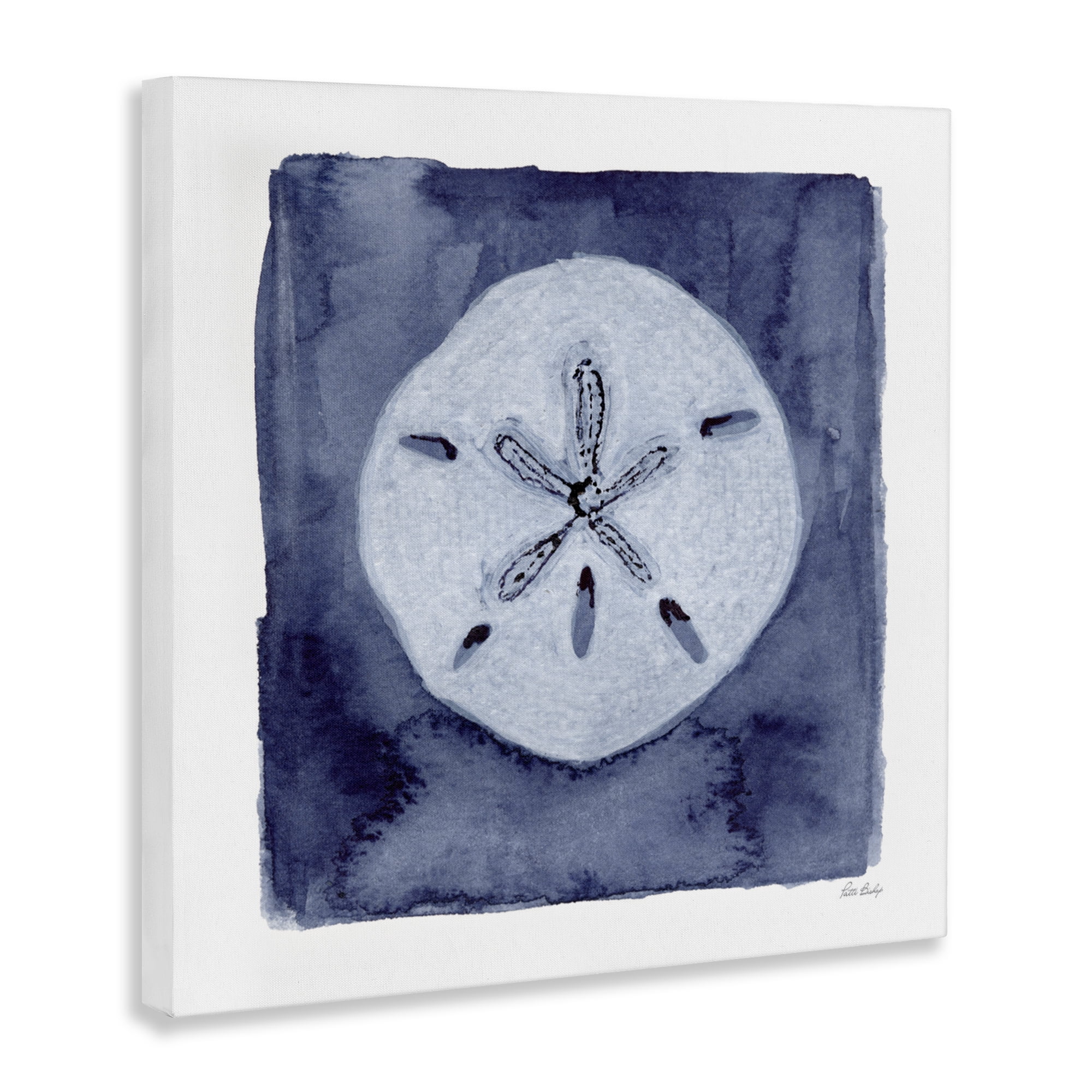 Stupell Industries White Sand Dollar on Indigo Canvas Wall Art, design by Patti Bishop