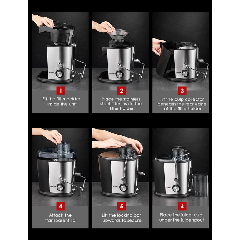 Juice 47度 スチール製 Juilist 2-Speed Electric Juicer Machines, 400W, 11 Fl Oz, Silver
