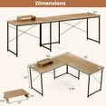 thumbnail image 3 of Gymax Bureau d'Ordinateur en L Réversible de 95 Pieds' pour 2 Personnes, Longue Table, Support d'Écran, Naturel, 3 of 10