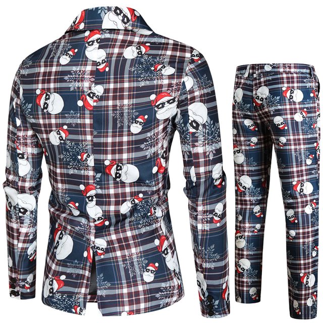 Costumes pour Hommes Mode Décontractée Veste Imprimée et Ensemble Pantalon pour Célébration de Noël et Usage Quotidien