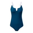 thumbnail image 5 of DOKOTOO One Piece Swimsuit for Women Tummy Control High Cut V Neck Adjustable Double Strapless Bathing Suit, 5 of 11