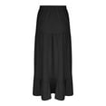 thumbnail image 6 of Gfyviroh Skirts for Women Plus Size Solid Color A-Line Skirts Casual Drawstring Stretch High Waist Side Slit Maxi Skirts, 6 of 7