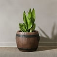 thumbnail image 2 of Luxen Home Brown Whiskey Barrel 12in. Dia. Bowl Planter, 2 of 5