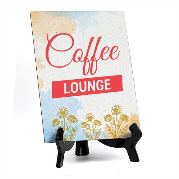 Signs ByLita Coffee Lounge, Blue Watercolor Table Sign (6 x 8")