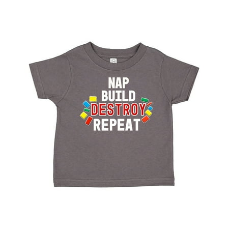 

Inktastic Nap Build Destroy Repeat with Colorful Building Blocks Gift Toddler Boy or Toddler Girl T-Shirt
