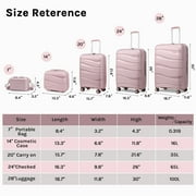 Joyway 5-Piece Luggage Set PP Hardshell Spinner Suitcase with TSA Lock - (Expandable Carry-On 20 Inch) (24 Inch 28 Inch) for School, Travel, Weekend - Rose Gold
