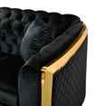 thumbnail image 4 of 81'' Modern Velvet Chesterfield Sofa, 3 Seater Couch with Button Tufted Backrest & Padded Seat Cushions, Luxury Upholstered Sofa Couch with Gold Stainless for Apartment Dorm Office, Black, 4 of 9