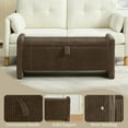 thumbnail image 4 of BOBOKY 44 Inch Corduroy Storage Ottoman Bench, Upholstered End of Bed Bench with Safety Hinge, Linear Storage Bench for Bedroom Living Room Entryway, Modern Footrest Seat,Brown, 4 of 14