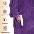 thumbnail image 5 of PMONPA Wearable Blanket Hoodie, Flannel Sherpa Fleece, Warm and Cozy Giant Sweatshirt for Adult, Woman and Man, One Size Fits All (Purple), 5 of 7