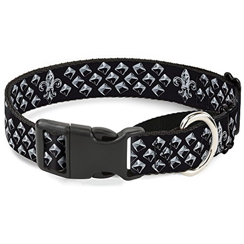 Buckle-Down Fleur-De-Lis Studs Black Grays Martingale Dog Collar