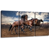 Hieng 3Pieces Animal Canvas Wall Art Decor Set Modern Giclee Artwork Painting Abstract Colorful Horses Wall Art for Living Room Home Decoration Unframed