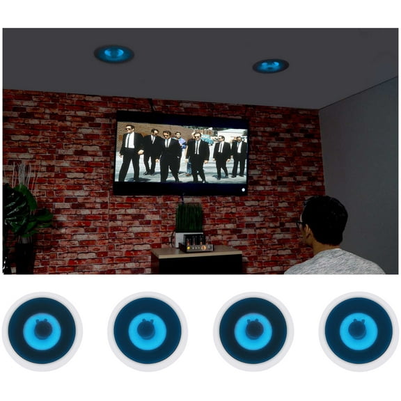 4) Rockville HC65B-LED 6.5" 500 Watt In-Ceiling Home Theater Speakers w/Blue LED