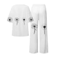 thumbnail image 5 of Alitao Cotton Pajamas Womens Pajama Sets Lounge Sets Summer Loose Short Sleeve Floral Print Top Shirt With Pants Large Size 2 Set Women'S Sleepwear Two Piece Sets for Women White M, 5 of 5