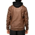 thumbnail image 2 of X RAY Jeans Mens Grainy PU Leather Hooded Jacket with Faux Shearling Lining, Dark Amber, L, 2 of 9