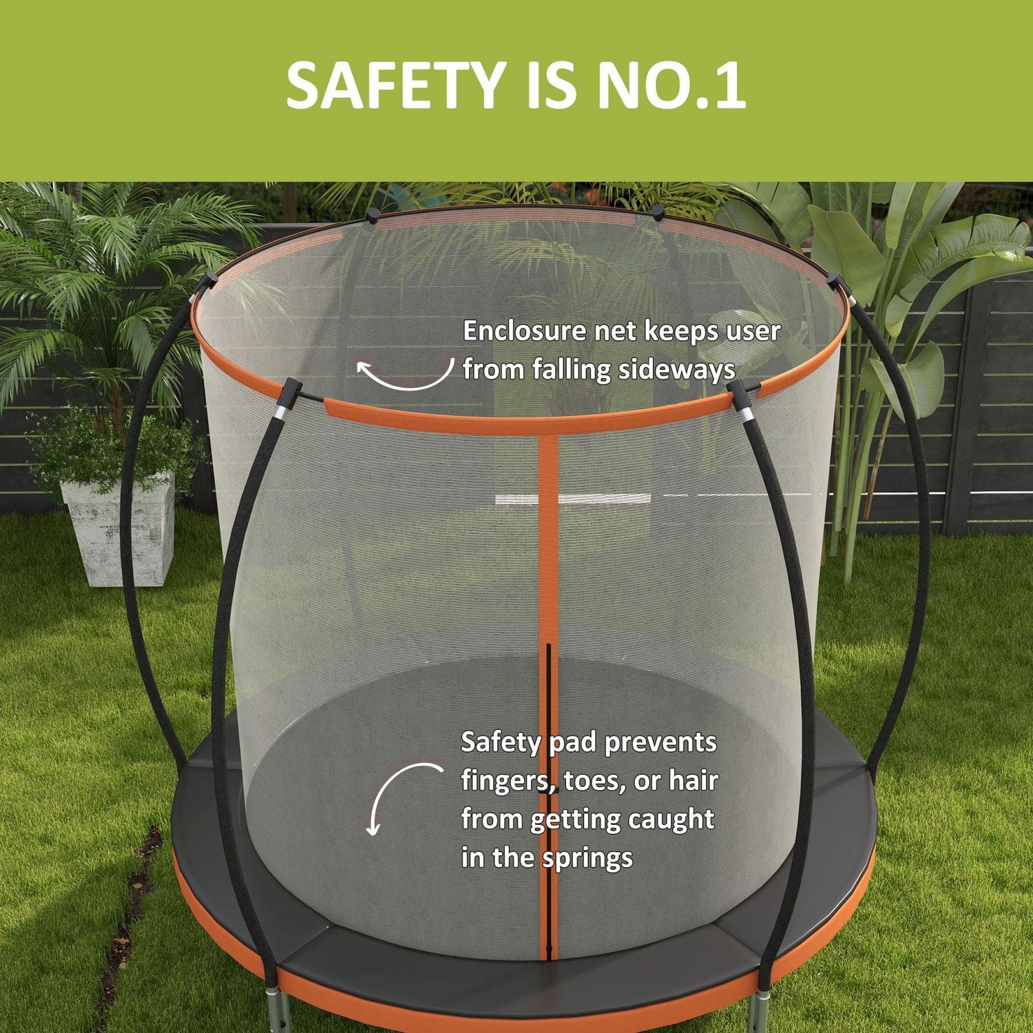 Soozier 10ft Trampoline Outdoor with Enclosure Net and Ladder