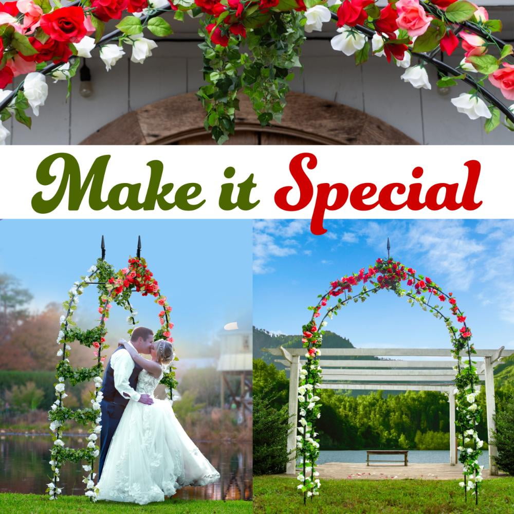 Machrus Ogrow Wedding Garden Arch - Decorative Garden Arbor Trellis for Climbing Plants, Lawn Patio Arch Stand - Metal Backdrop Arch