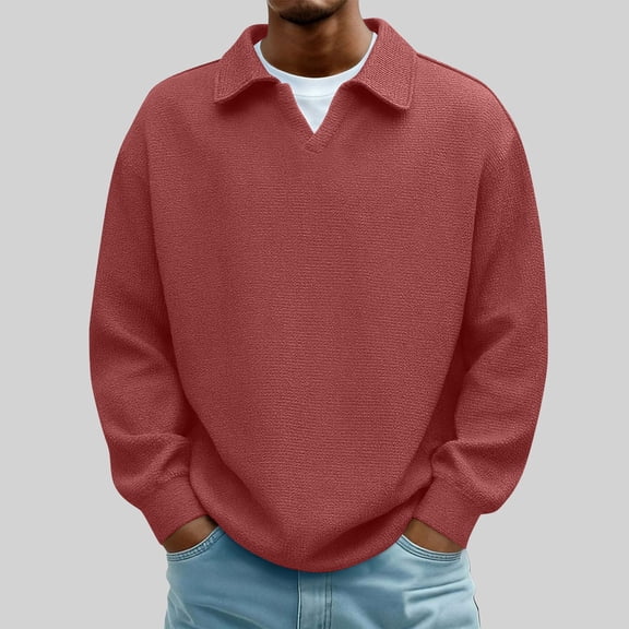 Yaoyar Mens Solid Color Long Sleeve Lapel Long Sleeved Shirt Breathable Versatile Casual Pullover Top Classic Button Down Golf Shirt Fashion Casual Moisture Wicking Shirts