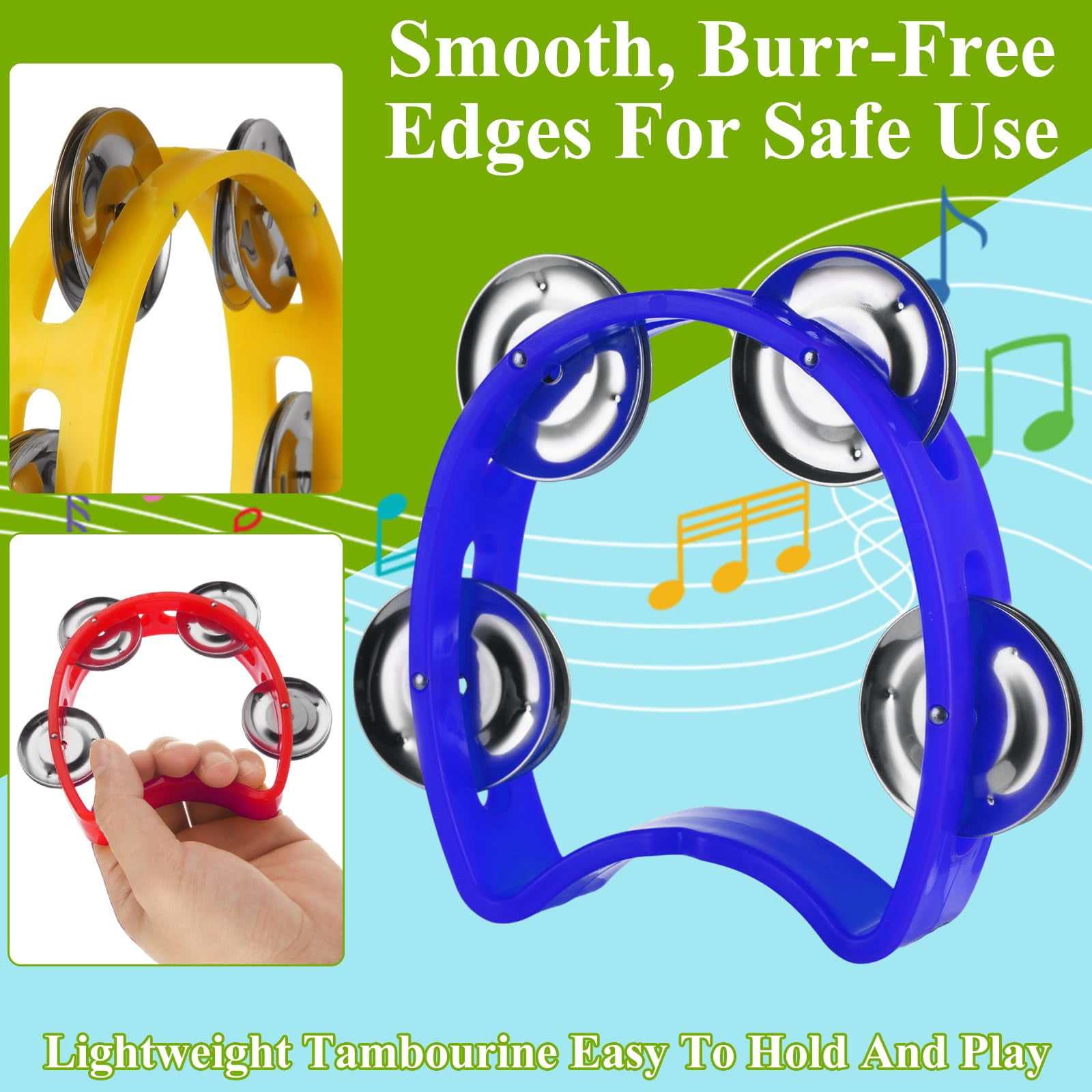 30pcs Tambourines For Adults  Musical Instrument Tamborines Bulk With 4 Bells Handheld Percussion Drum Tambourine Church Christian Birthday Christmas Party