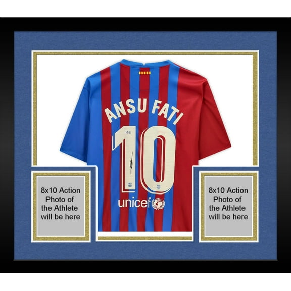 Framed Ansu Fati Barcelona Autographed Red and Blue Jersey - Fanatics Authentic Certified